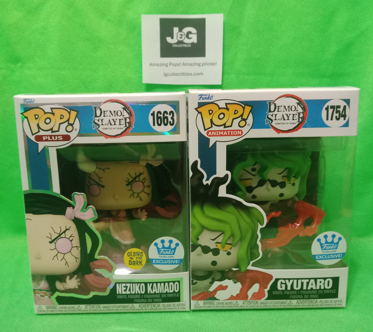 Funko Pop! Demon Slayer Gyutaro Exclusive and Nezuko Glow Exclusive
