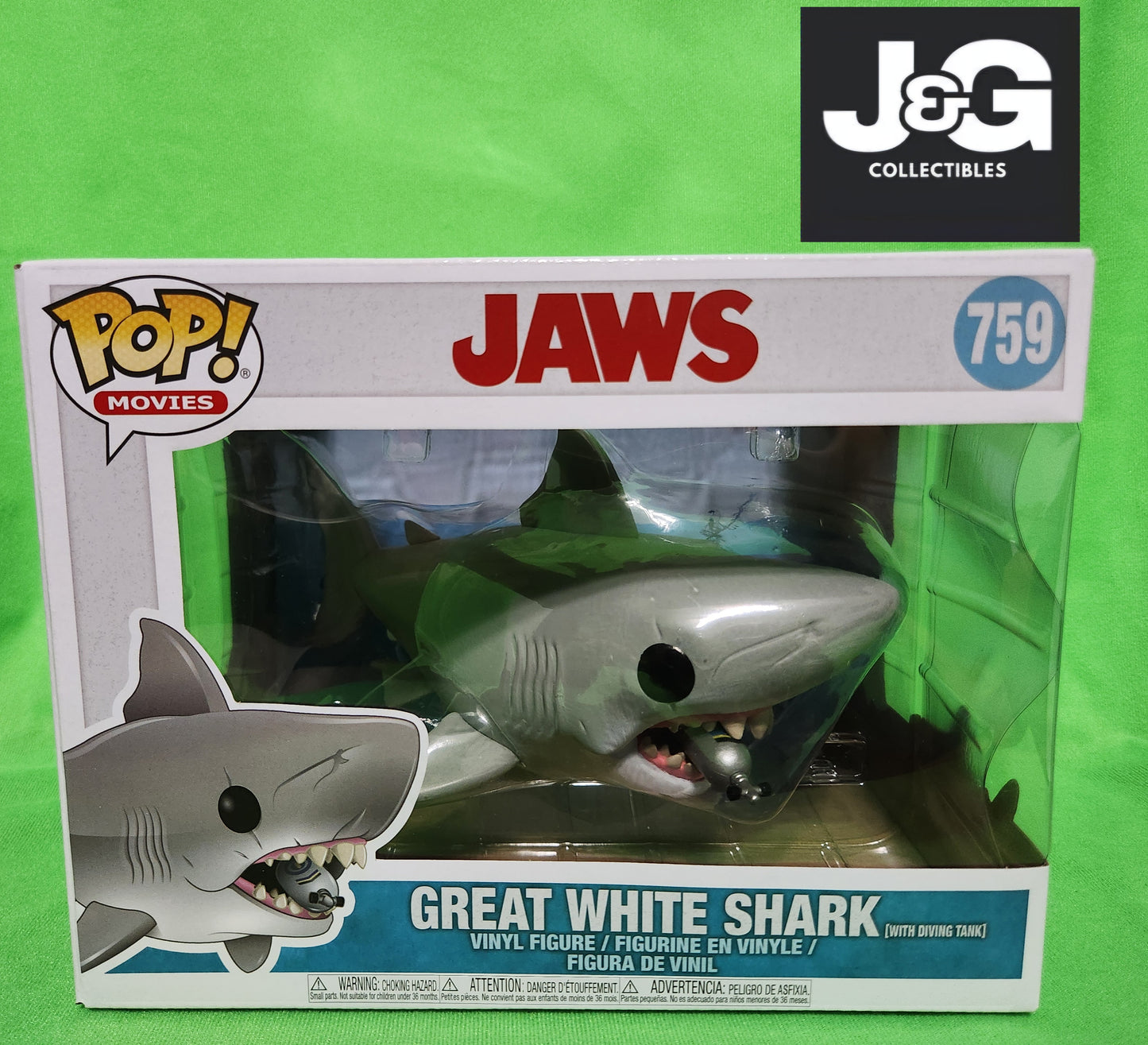 Funko Pop! Super 6 inch Jaws Great White Shark with Diving Tank