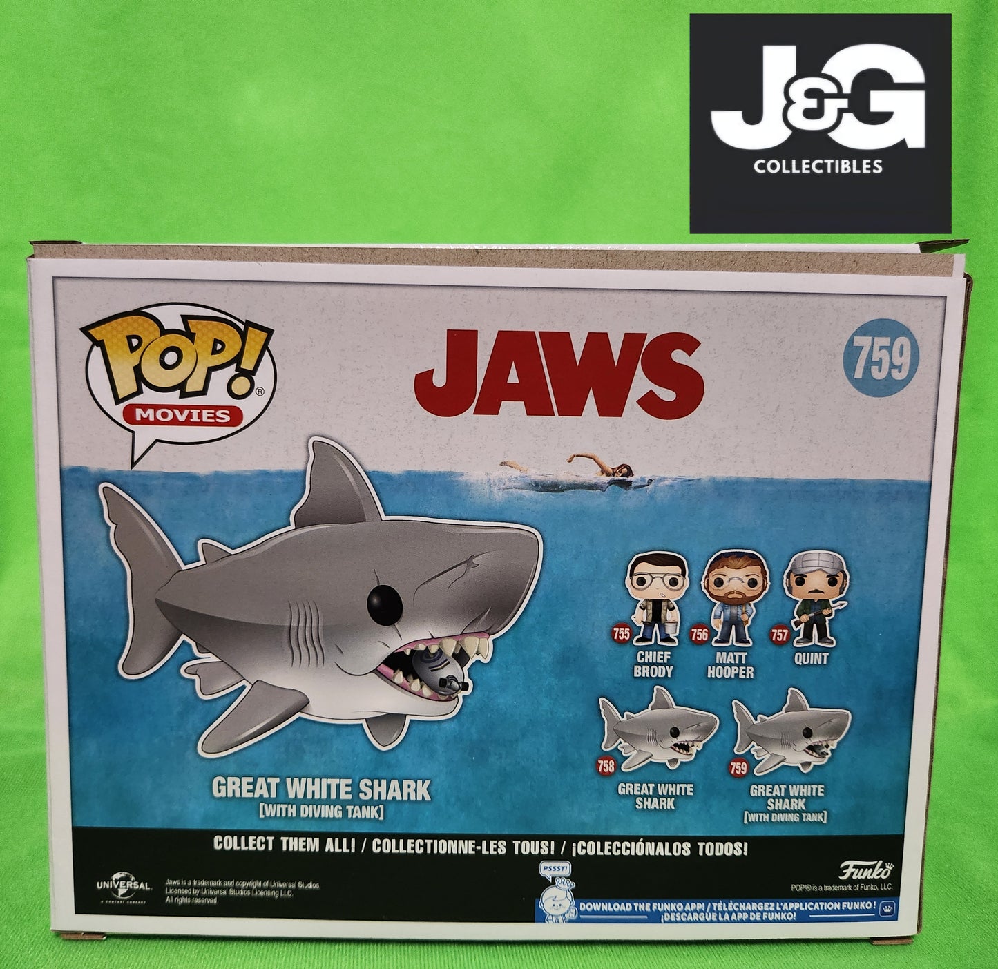 Funko Pop! Super 6 inch Jaws Great White Shark with Diving Tank