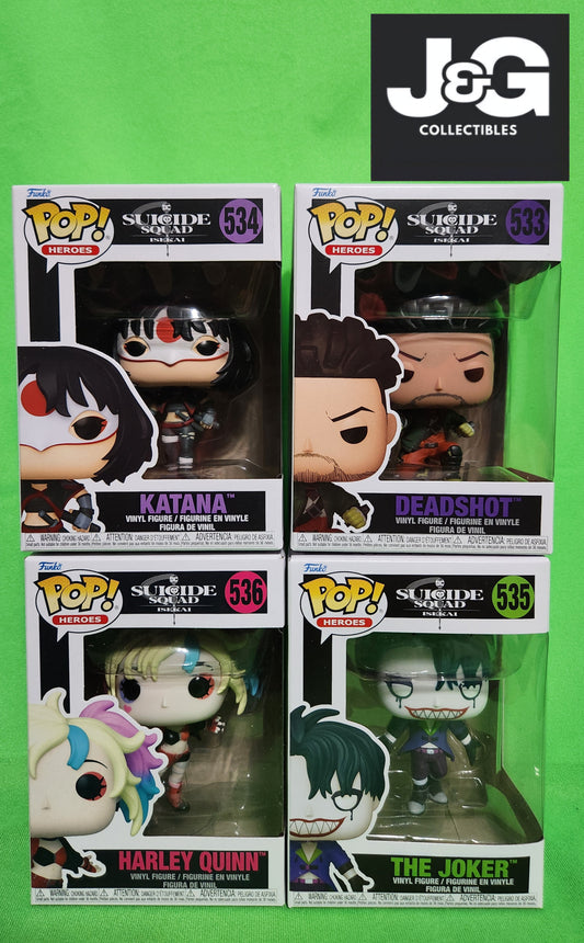 Funko Pop! Suicide Squad Isekai Set (Joker Harley Deadshot Katana)