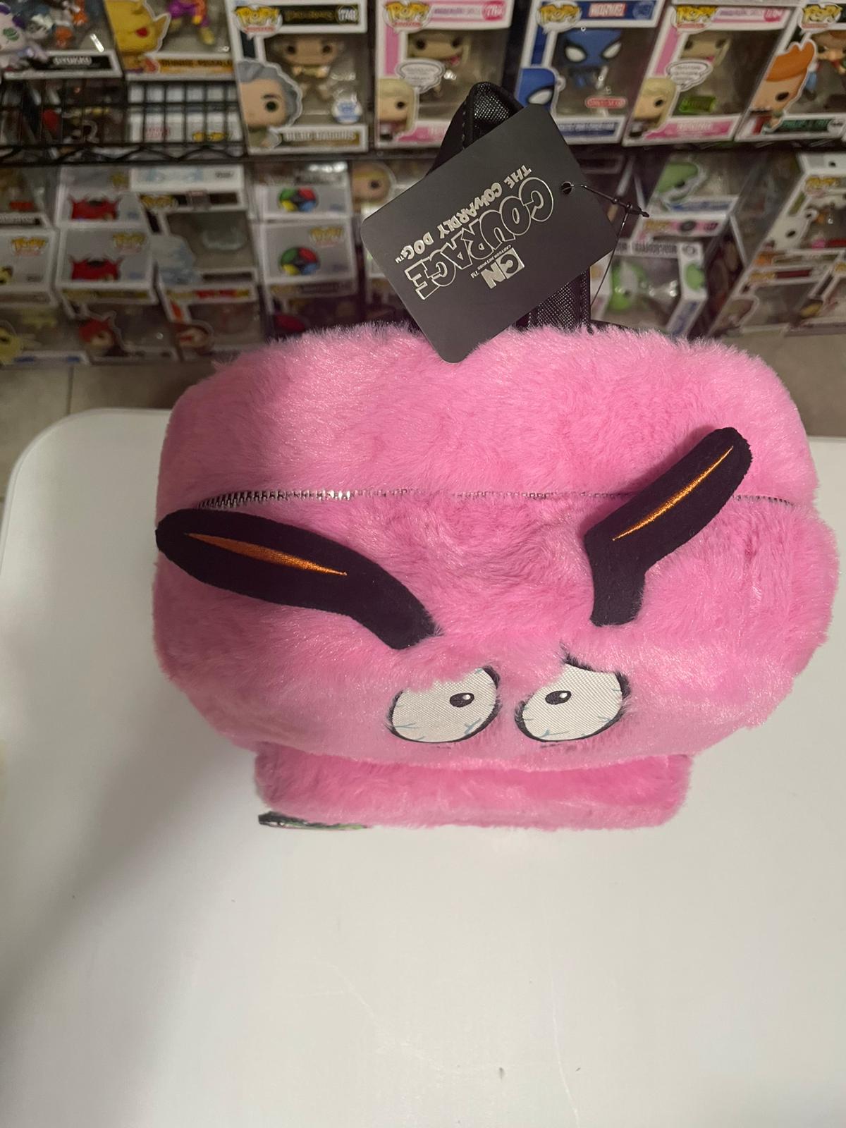 Cartoon Network Courage The Cowardly Dog Fuzzy Pink Mini Backpack NWT