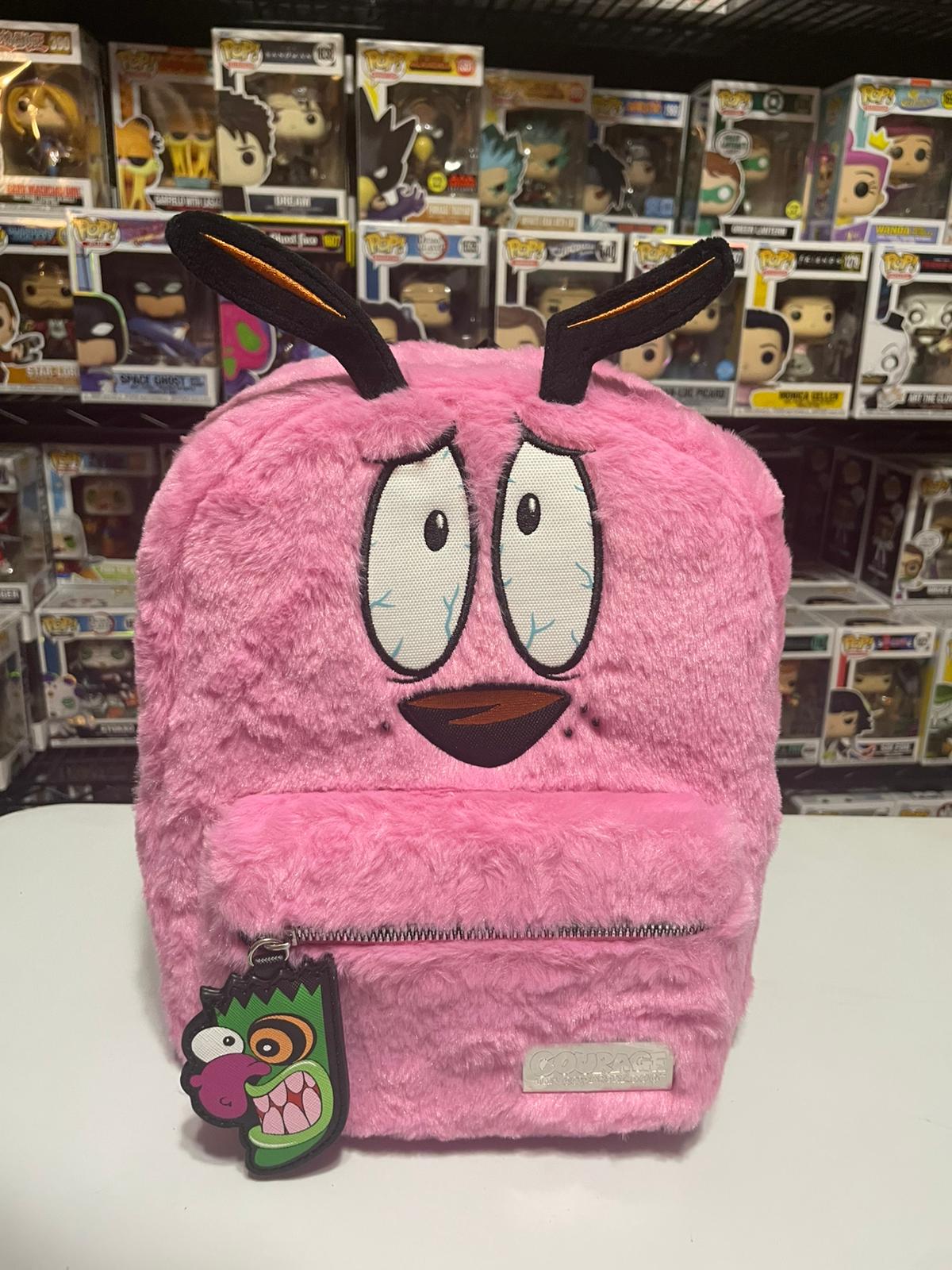 Cartoon Network Courage The Cowardly Dog Fuzzy Pink Mini Backpack NWT