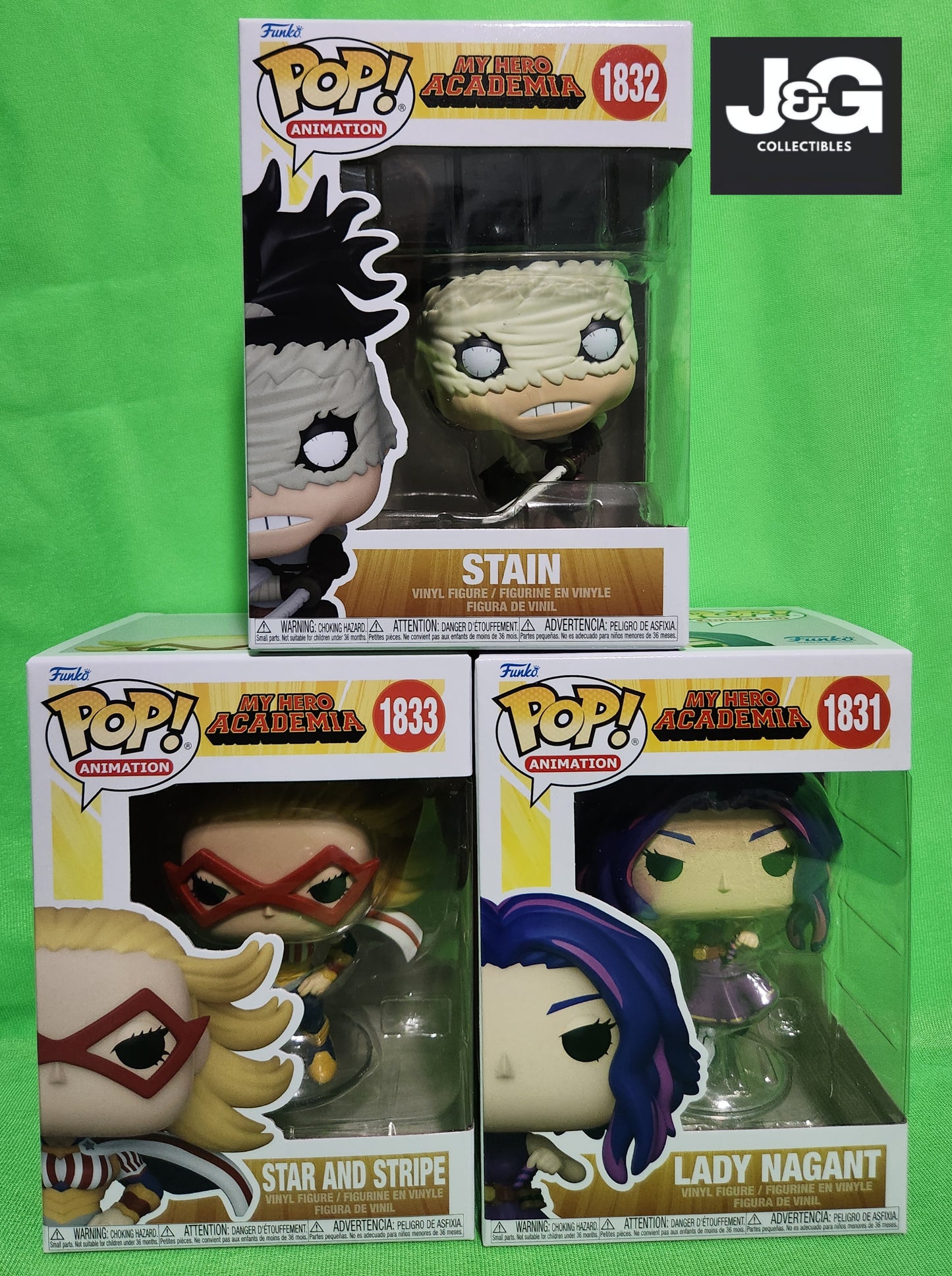 Funko Pop! My Hero Academia Wave 14 Set Of 3 Pops (Star and Stripe, Stain, Lady Nagant)